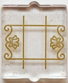 Glass for Window 1 x 2 x 2 Flat Front with Gold Lattice, Flowers and Filigree Pattern