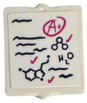Glass for Window 1 x 2 x 2 Flat Front with Marked Exam Paper with Dark Pink 'A+' in Circle, Check Marks, Dark Blue Writing Lines, 'H2O' and Chemical Formulas Pattern (Sticker) - Set 41740