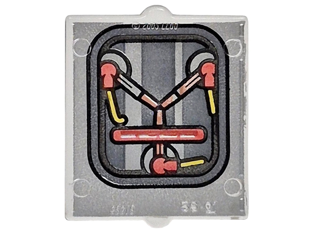 Glass for Window 1 x 2 x 2 Flat Front with Yellow Wires, Red Connectors, Dark Silver Stripes and Border with Black Outlines on Silver Background Pattern