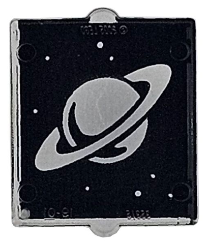 Glass for Window 1 x 2 x 2 Flat Front with Saturn and Dots on Black Background Pattern