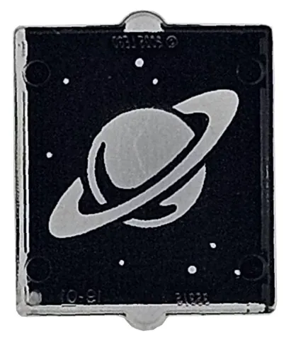 Glass for Window 1 x 2 x 2 Flat Front with Saturn and Dots on Black Background Pattern