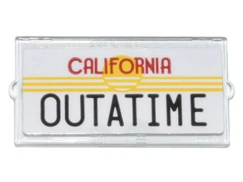 Glass for Window 1 x 2 x 3 with License Plate 'CALIFORNIA' and 'OUTATIME' Yellow Sun and Stripes Pattern (Sticker) - Set 10300