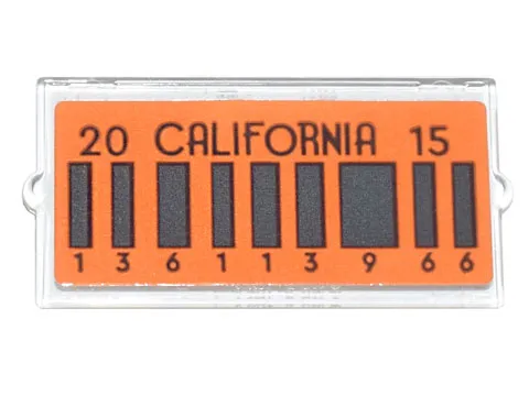 Glass for Window 1 x 2 x 3 with License Plate 'CALIFORNIA' '20' '15' and Dark Bluish Gray Barcode and '136113966' Pattern (Sticker) - Set 10300