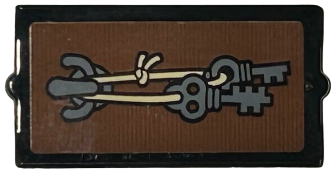 Glass for Window 1 x 2 x 3 with Dark Bluish Gray Hook and Keys with Tan String Pattern (Sticker) - Set 76428