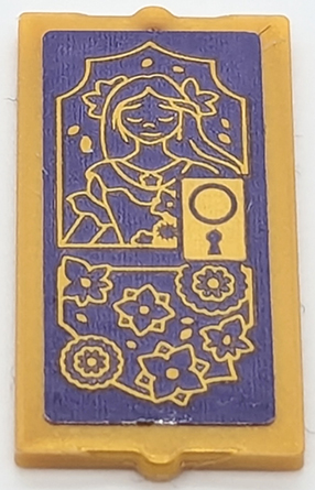 Glass for Window 1 x 2 x 3 with Door Handle, Keyhole, Flowers and Girl Outline on Dark Purple Background Pattern (Sticker) - Set 43201