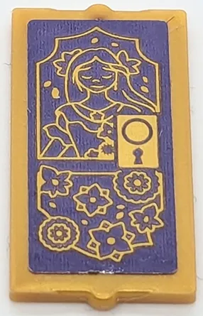 Glass for Window 1 x 2 x 3 with Door Handle, Keyhole, Flowers and Girl Outline on Dark Purple Background Pattern (Sticker) - Set 43201