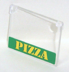 Glass for Window 1 x 4 x 3 - Opening with Yellow 'PIZZA' on Green Background Pattern (Sticker) - Set 7641