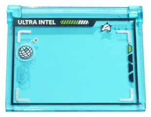 Glass for Window 1 x 4 x 3 - Opening with Computer Screen with Silver 'ULTRA INTEL' and Ultra Agents Logo Pattern