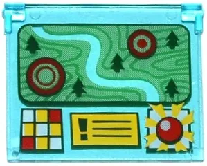 Glass for Window 1 x 4 x 3 - Opening with Terrain Map with Trees and Targets and Buttons Pattern