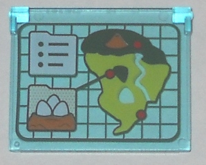 Glass for Window 1 x 4 x 3 - Opening with Jurassic World Island Map Pattern