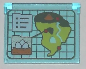 Glass for Window 1 x 4 x 3 - Opening with Jurassic World Island Map Pattern