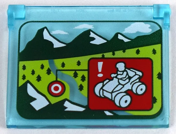 Glass for Window 1 x 4 x 3 - Opening with Mountains, Trees and ATV Target Pattern
