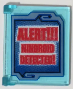 Glass for Window 1 x 4 x 3 - Opening with Blue Screen with Red 'ALERT!!! NINDROID DETECTED!' Pattern (Sticker) - Set 70596