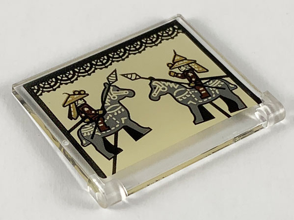 Glass for Window 1 x 4 x 3 - Opening with Traditional Chinese Warriors and Horses Pattern