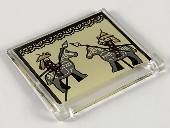 Glass for Window 1 x 4 x 3 - Opening with Traditional Chinese Warriors and Horses Pattern