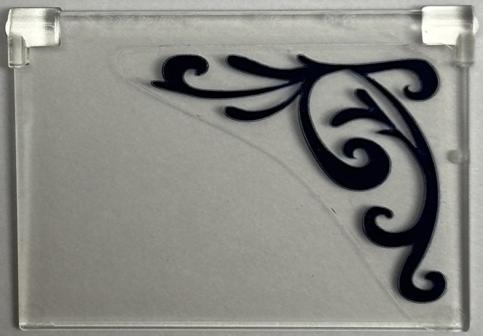 Glass for Window 1 x 4 x 3 - Opening with Dark Blue Ornamental Pattern Model Left Side (Sticker) - Set 41427