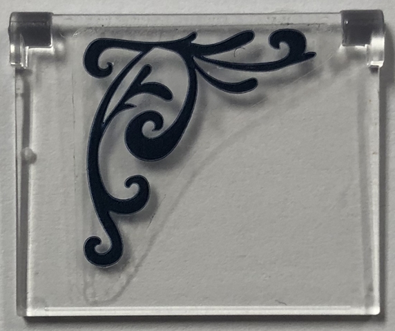 Glass for Window 1 x 4 x 3 - Opening with Dark Blue Ornamental Pattern Model Right Side (Sticker) - Set 41427