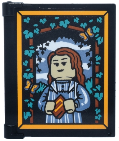 Glass for Window 1 x 4 x 3 - Opening with Portrait of Ariana Dumbledore, Ivy and Butterflies in Bright Orange Frame Pattern (Sticker) - Set 76457