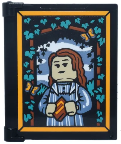 Glass for Window 1 x 4 x 3 - Opening with Portrait of Ariana Dumbledore, Ivy and Butterflies in Bright Orange Frame Pattern (Sticker) - Set 76457