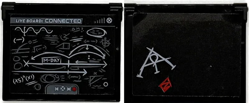 Glass for Window 1 x 4 x 3 - Opening with 'LIVE BOARD: CONNECTED', White, Red and Dark Bluish Gray Schematic Drawings Pattern on Both Sides (Stickers) - Set 76294