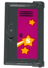 Door 1 x 2 x 3 with Vertical Handle, Mold for Tabless Frames with School Locker with 2 Orange Stars and Shooting Star with 'S' Pattern (Sticker) - Set 41005
