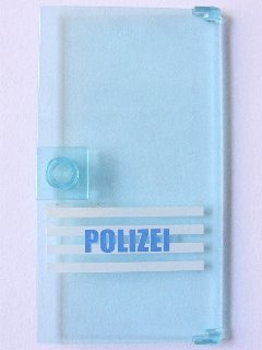 Door 1 x 4 x 6 with Stud Handle with 'POLIZEI' Blue on White Stripes Pattern (Sticker) - Set 7744