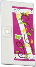 Door 1 x 4 x 6 with Stud Handle with Nailed Wooden Boards, Rose Vines and Green Butterfly Pattern Model Left Side (Sticker) - Set 41039