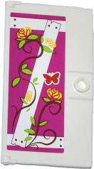 Door 1 x 4 x 6 with Stud Handle with Nailed Wooden Boards, Rose Vines and Red Butterfly Pattern Model Right Side (Sticker) - Set 41039