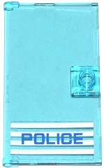 Door 1 x 4 x 6 with Stud Handle with 'POLICE' Blue on White Stripes Thin Font Pattern Handle on Right (Sticker) - Set 60047