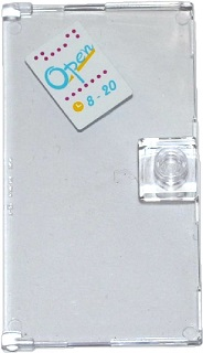 Door 1 x 4 x 6 with Stud Handle with 'Open 8-20' Sign with Clock and Magenta Dots Pattern (Sticker) - Set 41093