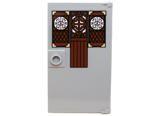 Door 1 x 4 x 6 with Stud Handle with Cut-out Wood Panels with Asian Designs Pattern (Sticker) - Set 70751