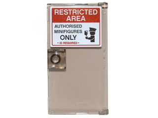 Door 1 x 4 x 6 with Stud Handle with 'RESTRICTED AREA', 'AUTHORISED MINIFIGURES ONLY' and Minifigure Sign Pattern (Sticker) - Set 76051