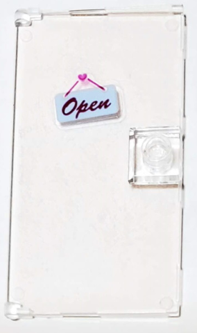 Door 1 x 4 x 6 with Stud Handle with Magenta 'OPEN' on Bright Light Blue Sign Pattern (Sticker) - Set 41119