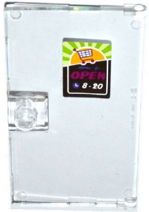 Door 1 x 4 x 6 with Stud Handle with Shopping Cart / Trolley, 'OPEN' and '8-20' Pattern (Sticker) - Set 41118