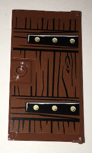 Door 1 x 4 x 6 with Stud Handle with Wood Grain and Metal Brackets with 6 Gold Bolts Pattern (Sticker) - Set 70594