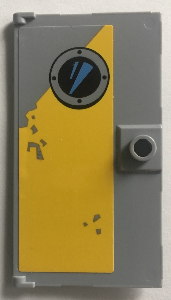 Door 1 x 4 x 6 with Stud Handle with Porthole on Worn Yellow Background Pattern (Sticker) - Set 75157