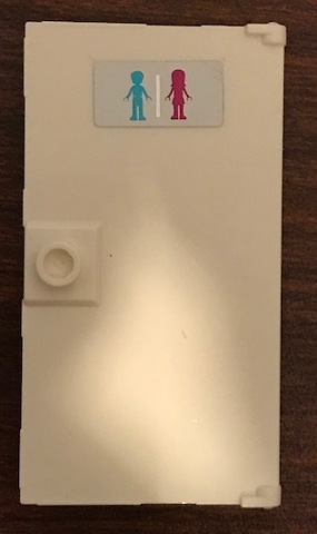 Door 1 x 4 x 6 with Stud Handle with Medium Azure Boy and Magenta Girl (Unisex Restroom) Pattern (Sticker) - Set 41134