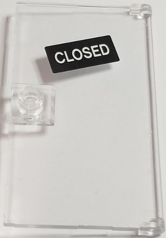 Door 1 x 4 x 6 with Stud Handle with Slanted White 'CLOSED' on Black Background Sign Pattern (Sticker) - Set 70902