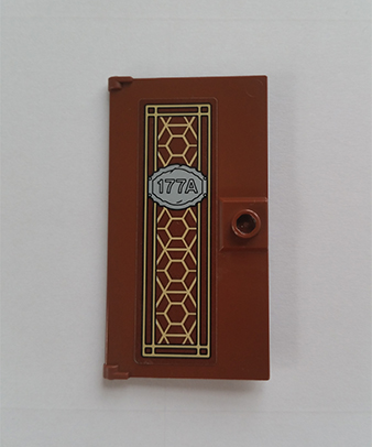 Door 1 x 4 x 6 with Stud Handle with Pearl Gold Ornament and '177A' Pattern (Sticker) - Set 76108