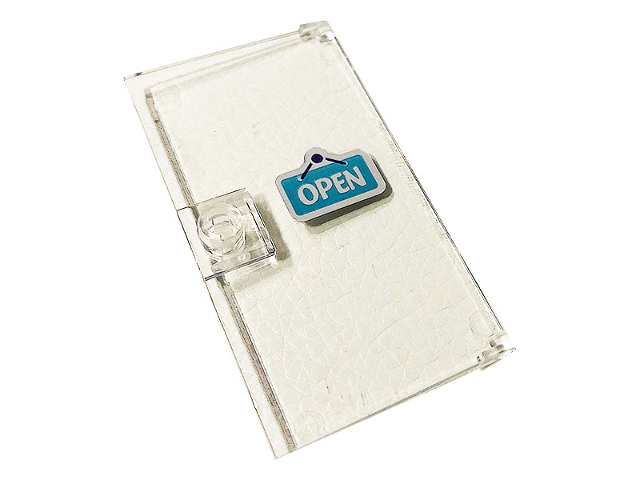Door 1 x 4 x 6 with Stud Handle with Silver 'OPEN' on Medium Azure Sign Pattern (Sticker) - Set 41391