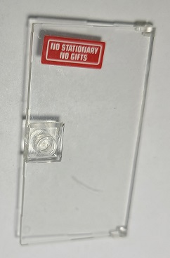 Door 1 x 4 x 6 with Stud Handle with White 'NO STATIONARY NO GIFTS' on Red Background Pattern (Sticker) - Set 70912