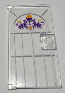 Door 1 x 4 x 6 with Stud Handle with Dark Purple and Orange Acorn, Hearts and Leaves Pattern (Sticker) - Set 41369