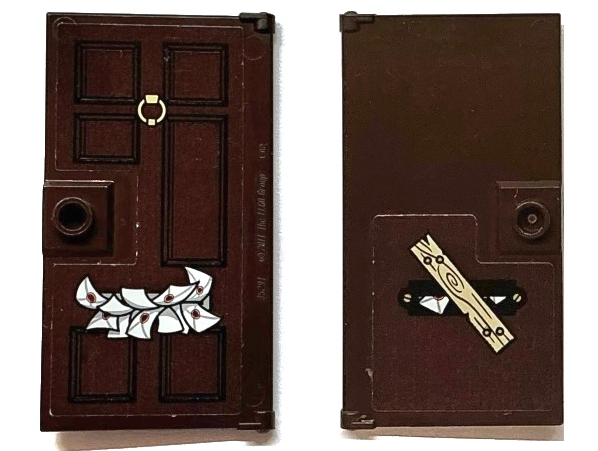 Door 1 x 4 x 6 with Stud Handle with Letters in Mail Slot and Nailed Board with Wood Grain on Back Pattern (Stickers) - Set 75968