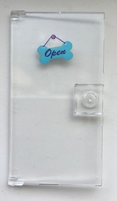 Door 1 x 4 x 6 with Stud Handle with 'Open' on Medium Azure Bone Shaped Sign Pattern (Sticker) - Set 41345