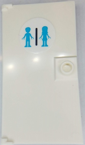 Door 1 x 4 x 6 with Stud Handle with Medium Azure Male and Female Friends Mini Dolls Silhouettes, Unisex Restroom Pattern (Sticker) - Set 41430