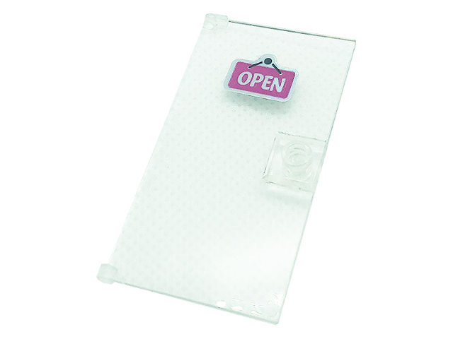 Door 1 x 4 x 6 with Stud Handle with Silver 'OPEN' on Dark Pink Sign Pattern (Sticker) - Set 41366