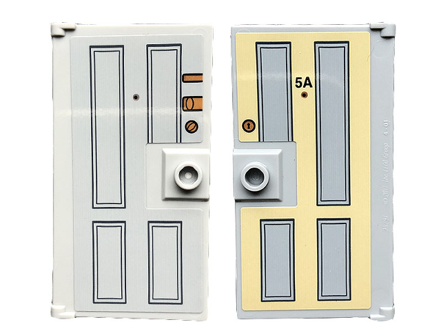 Door 1 x 4 x 6 with Stud Handle with Locks and Peephole and '5A', Lock and Peephole on Back Pattern (Stickers) - Set 21328