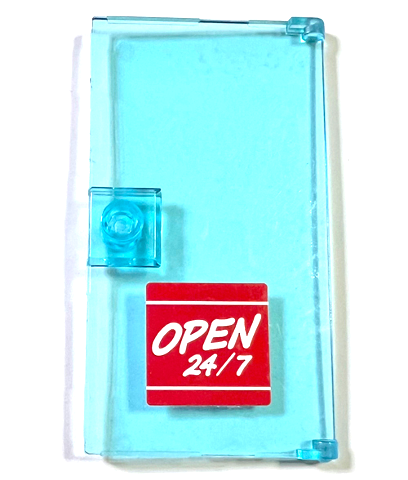 Door 1 x 4 x 6 with Stud Handle with 'OPEN 24/7' Sign on Red Background Pattern (Sticker) - Set 60132
