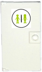 Door 1 x 4 x 6 with Stud Handle with Lime Male and Female Friends Mini Dolls Silhouettes in Black Circle, Unisex Restroom Pattern (Sticker) - Set 41352
