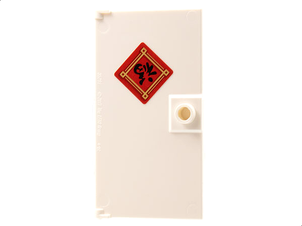 Door 1 x 4 x 6 with Stud Handle with Red Diamond, Gold Border, Black Upside-Down Chinese Logogram '福' (Luck Arrives) Pattern (Sticker) - Set 80108